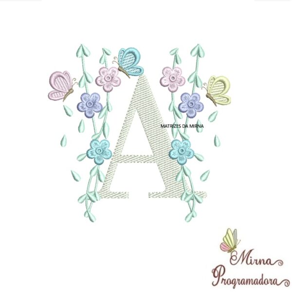 MATRIZ DE BORDADO ALFABETO FLORES BORBOLETAS - Imagem 5