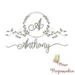 Matriz de Bordado Moldura Folha Nome Anthony