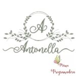 Matriz de Bordado Moldura Folha Nome Antonella