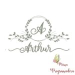 Matriz de Bordado Moldura Folha Nome Arthur