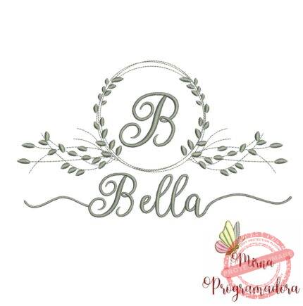 Matriz de Bordado Moldura Folha Nome Bella