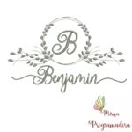 Matriz de Bordado Moldura Folha Nome Benjamin