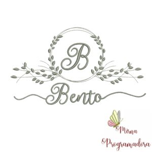 Matriz de Bordado Moldura Folha Nome Bento