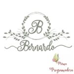 Matriz de Bordado Moldura Folha Nome Bernardo