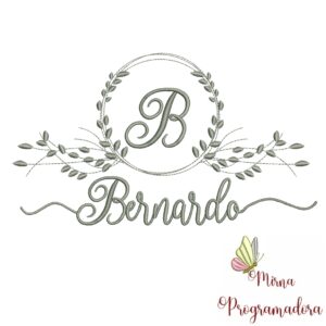 Matriz de Bordado Moldura Folha Nome Bernardo