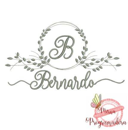 Matriz de Bordado Moldura Folha Nome Bernardo