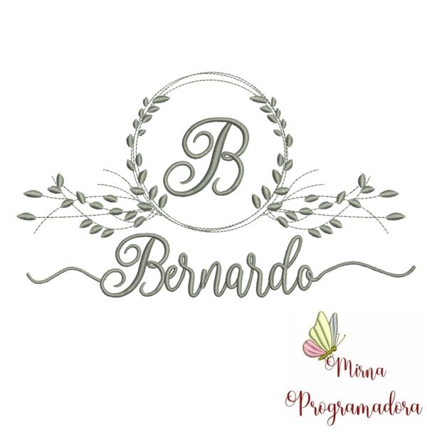 Matriz de Bordado Moldura Folha Nome Bernardo