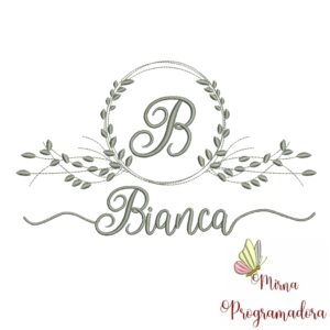Matriz de Bordado Moldura Folha Nome Bianca