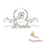 Matriz de Bordado Moldura Folha Nome Brenda