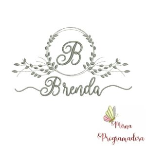 Matriz de Bordado Moldura Folha Nome Brenda