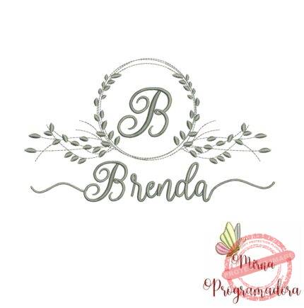 Matriz de Bordado Moldura Folha Nome Brenda