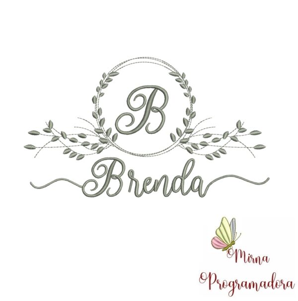 Matriz de Bordado Moldura Folha Nome Brenda
