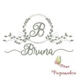 Matriz de Bordado Moldura Folha Nome Bruna