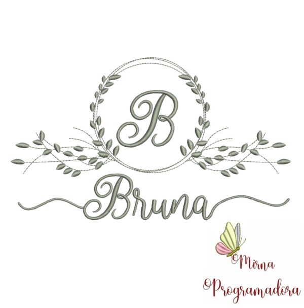 Matriz de Bordado Moldura Folha Nome Bruna