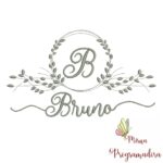 Matriz de Bordado Moldura Folha Nome Bruno
