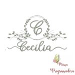Matriz de Bordado Moldura Folha Nome Cecília