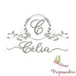 Matriz de Bordado Moldura Folha Nome Célia
