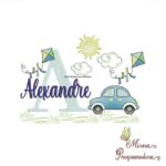 Matriz de Bordado Cenário Carro Nome Alexandre