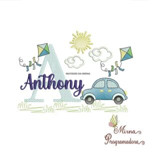 Matriz de Bordado Cenário Carro Nome Anthony