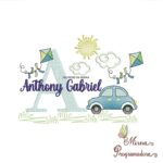 Matriz de Bordado Cenário Carro Nome Anthony gabriel