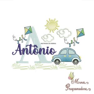 Matriz de Bordado Cenário Carro Nome Antônio