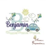 Matriz de Bordado Cenário Carro Nome Benjamin