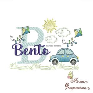 Matriz de Bordado Cenário Carro Nome Bento