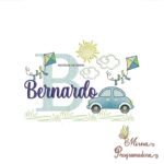 Matriz de Bordado Cenário Carro Nome Bernardo