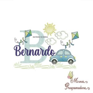 Matriz de Bordado Cenário Carro Nome Bernardo