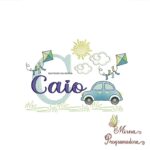 Matriz de Bordado Cenário Carro Nome Caio