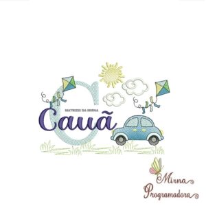 Matriz de Bordado Cenário Carro Nome Cauã