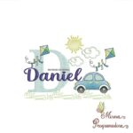 Matriz de Bordado Cenário Carro Nome Daniel