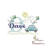 Matriz de Bordado Cenário Carro Nome Davi