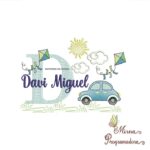 Matriz de Bordado Cenário Carro Nome Davi Miguel