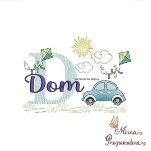 Matriz de Bordado Cenário Carro Nome Dom
