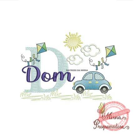 Matriz de Bordado Cenário Carro Nome Dom