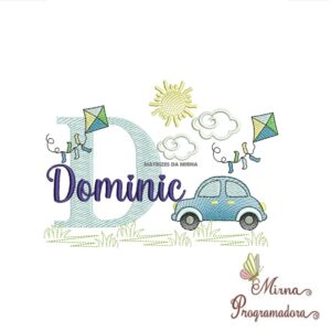 Matriz de Bordado Cenário Carro Nome Dominic
