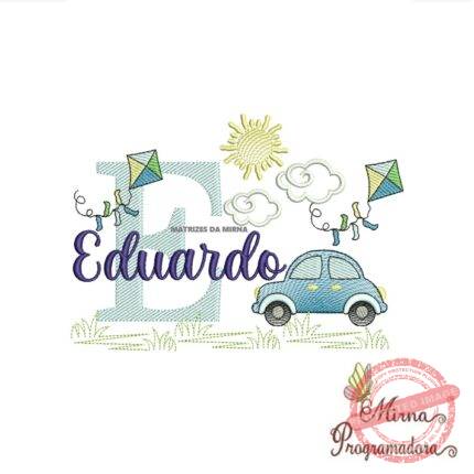 Matriz de Bordado Cenário Carro Nome Eduardo