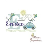 Matriz de Bordado Cenário Carro Nome Enrico