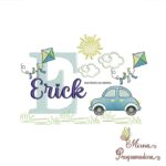 Matriz de Bordado Cenário Carro Nome Erick