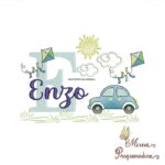 Matriz de Bordado Cenário Carro Nome Enzo