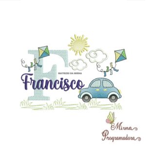 Matriz de Bordado Cenário Carro Nome Francisco