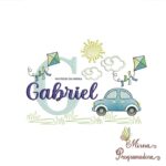 Matriz de Bordado Cenário Carro Nome Gabriel