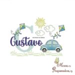 Matriz de Bordado Cenário Carro Nome Gustavo