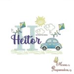 Matriz de Bordado Cenário Carro Nome Heitor