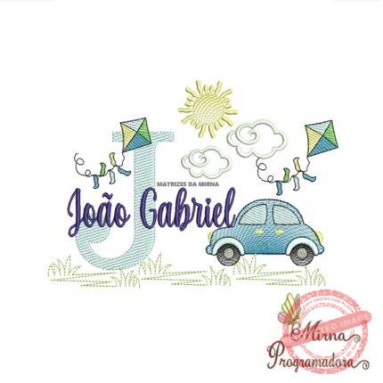 Matriz de Bordado Cenário Carro Nome João Gabriel