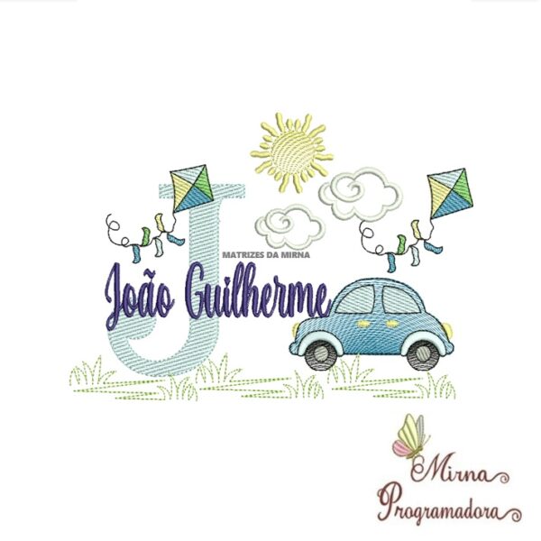 Matriz de Bordado Cenário Carro Nome João Guilherme