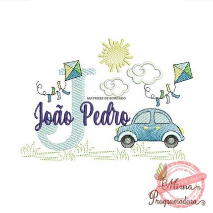 Matriz de Bordado Cenário Carro Nome João Pedro