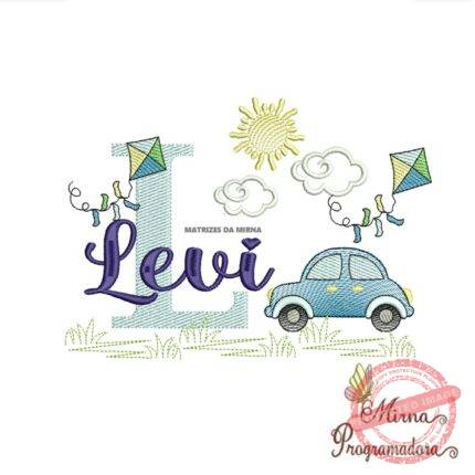 Matriz de Bordado Cenário Carro Nome Levi