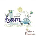 Matriz de Bordado Cenário Carro Nome Liam